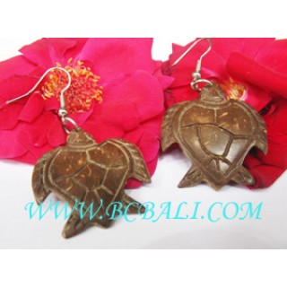 King Turtle Wood Coco Earrings Carved